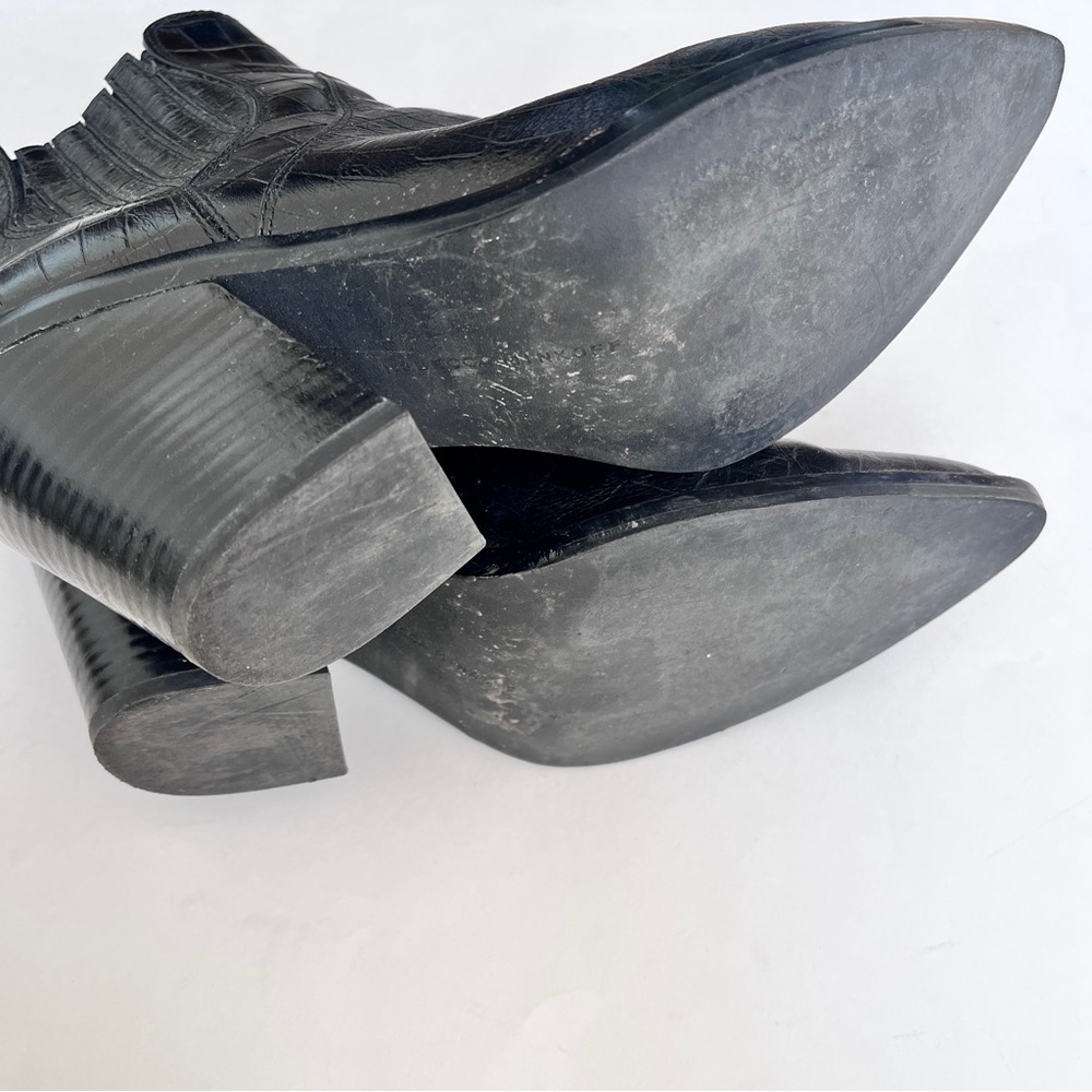 Rebecca Minkoff Embossed Leather Western Black Ankle Boots Size 9.5 - Picture 8 of 9